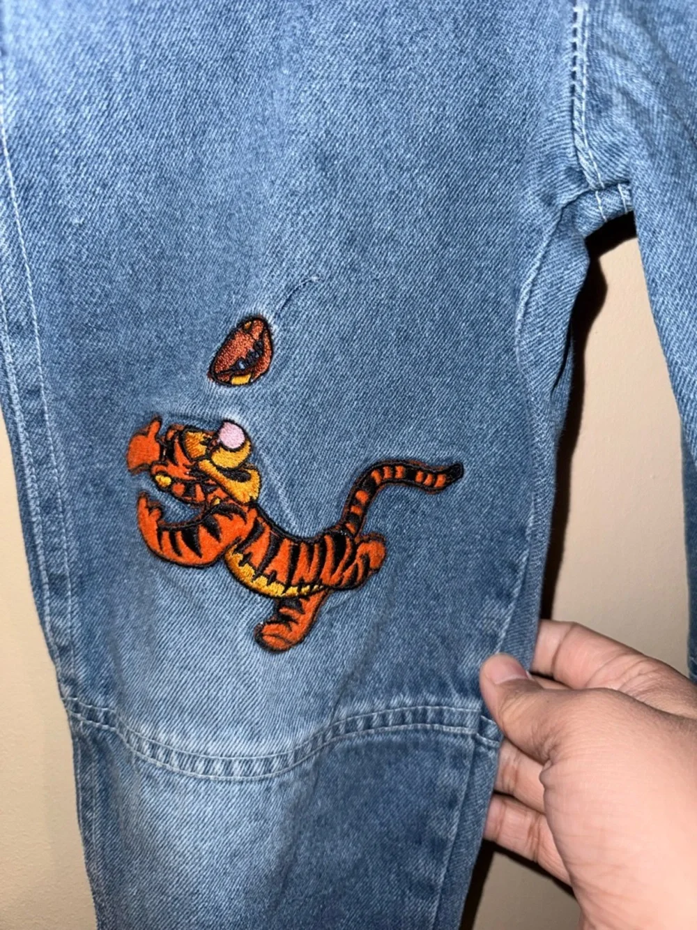 Y2k Disney Winnie the Pooh blue denim overalls
